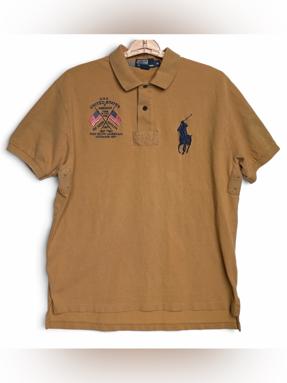 Polo Ralph Lauren Vintage "Dry Goods & Supplies" Big Pony Polo Shirt Sz XL Y2K